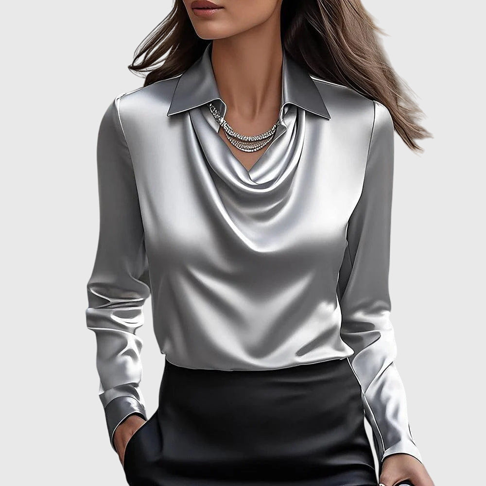 Brooklyn | Draped Satin-Look Blouse