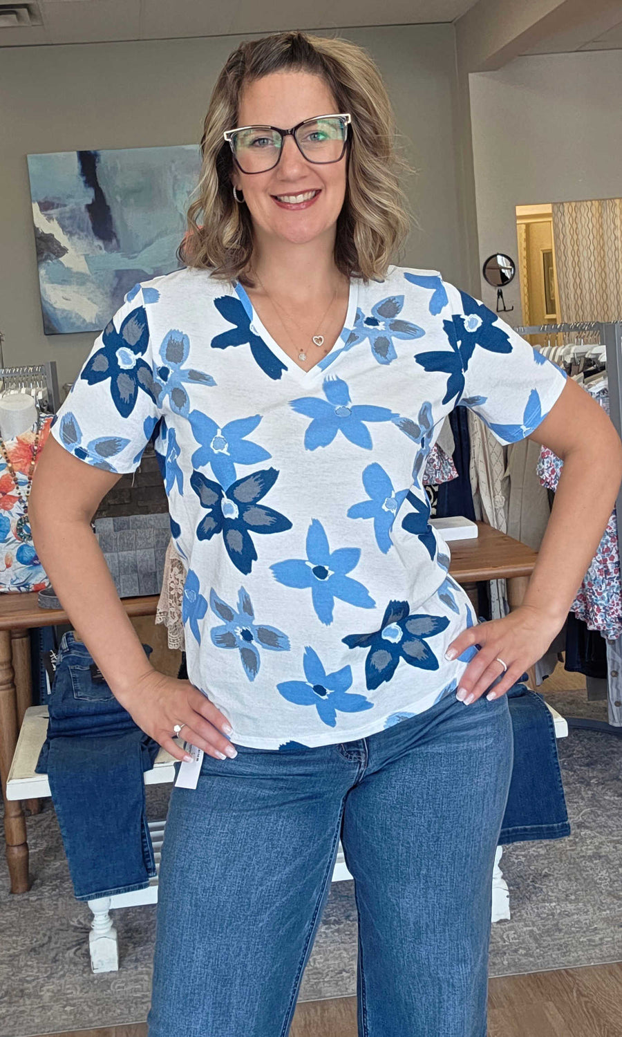 Floral V-Neck Tee