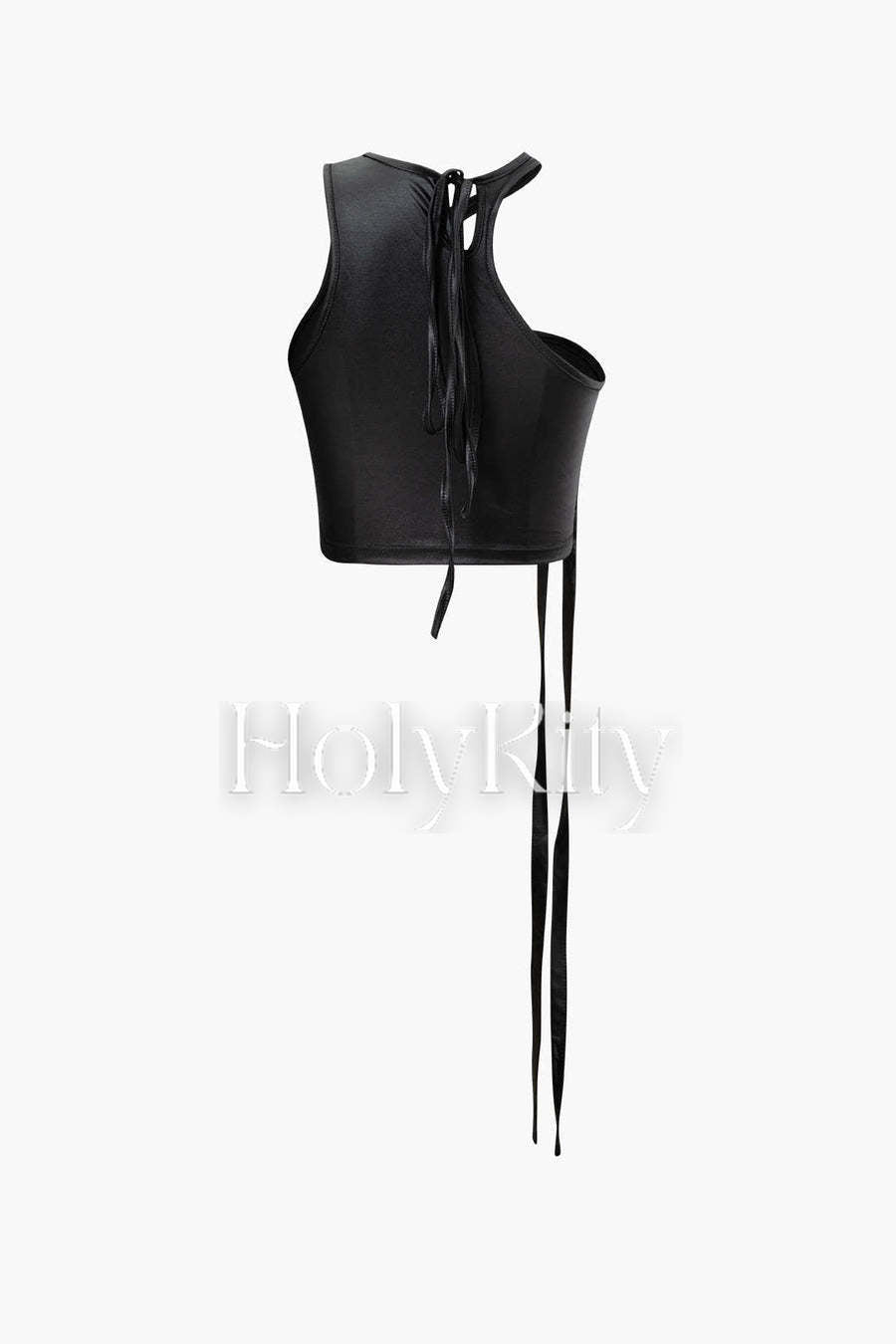 Faux Leather One Shoulder Tank Top And Fringe Skinny Pants Set