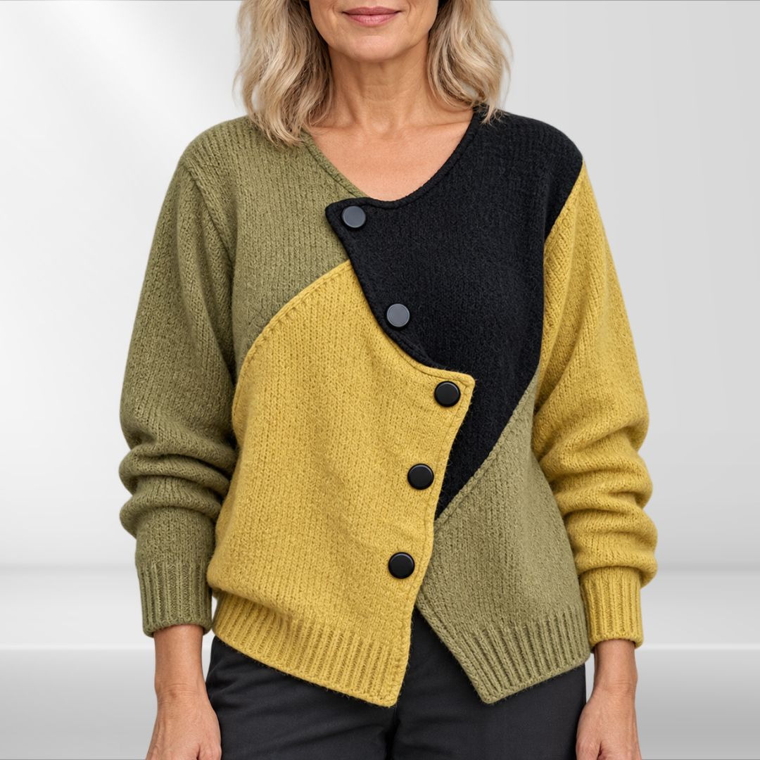 Catherine | Asymmetric Colour-Block Sweater