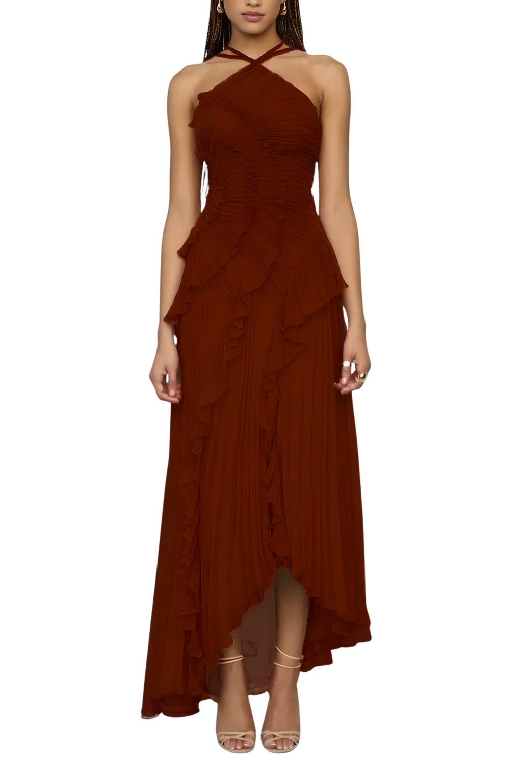 Léa – Sexy Ruffle Halter A-Line Dress