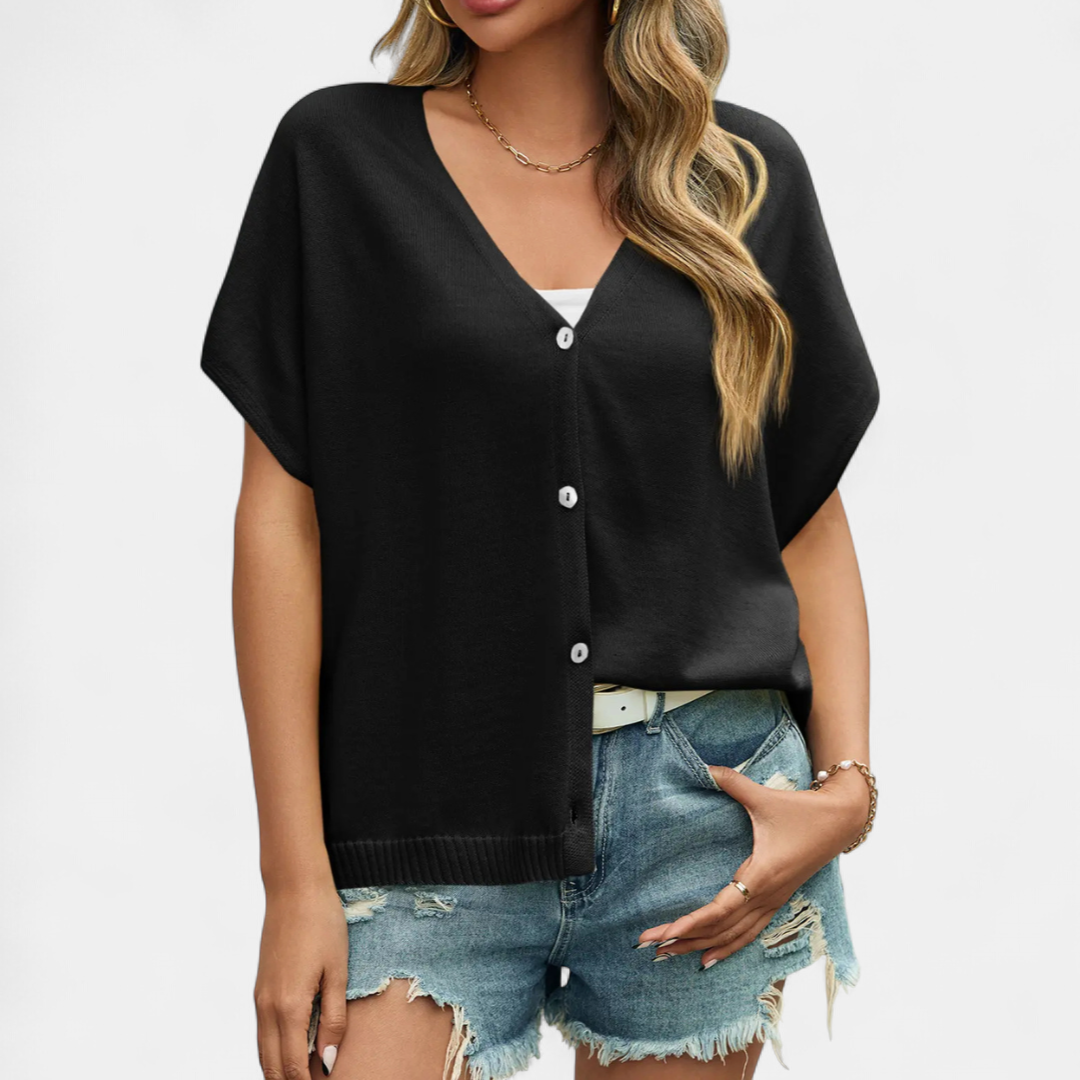 JUNIE™ – Relaxed V-Neck Knit Cardigan