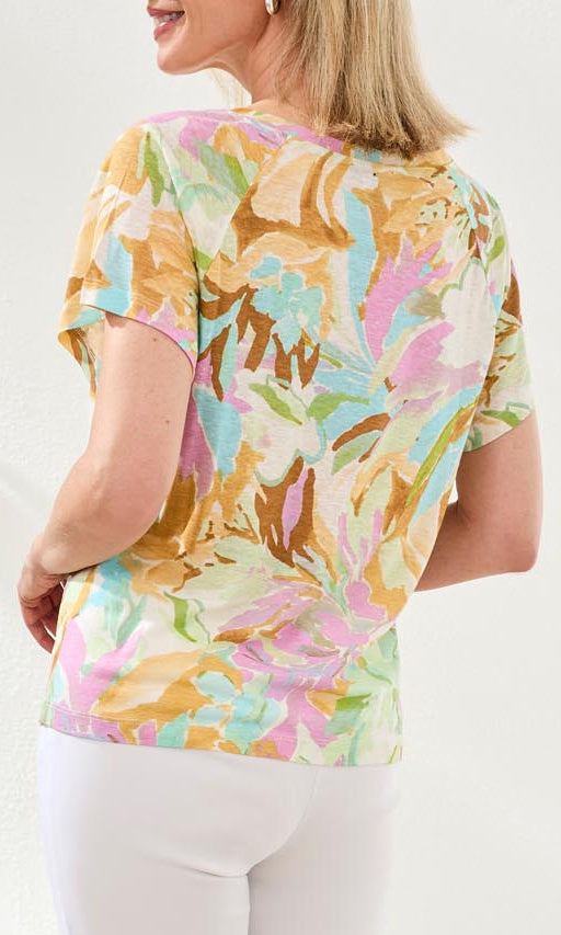 Abstract Print Short Sleeve Blouse