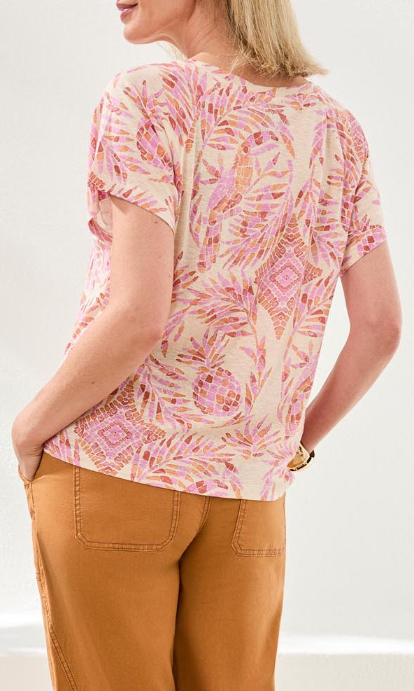 Abstract Print Short Sleeve Blouse