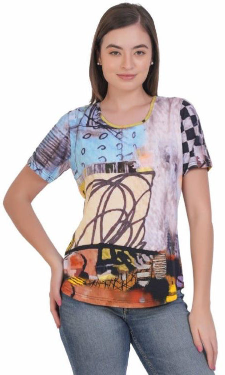 Abstract Print Cotton Tee