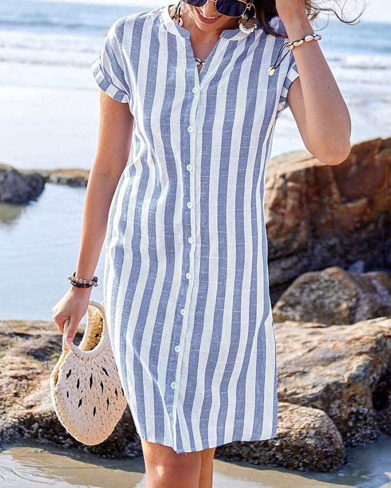 Martine | Coastal Chic – Lightweight Striped Shirt Dress