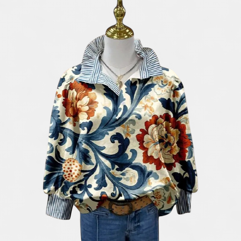 SERENITY | Classy Vintage Floral Printed Blouse