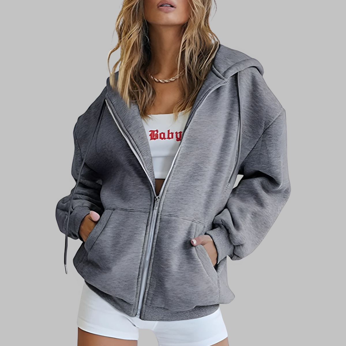 DARA™ - Classic Zip Up Oversized Hooded Jacket