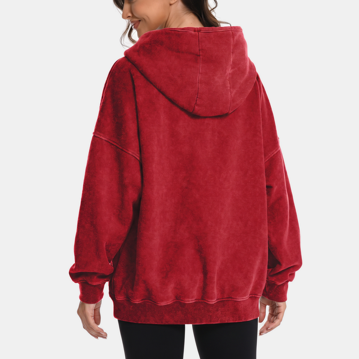 Women's Oversized Zip Up Hoodie Double Zipper Kangaroo Pocket