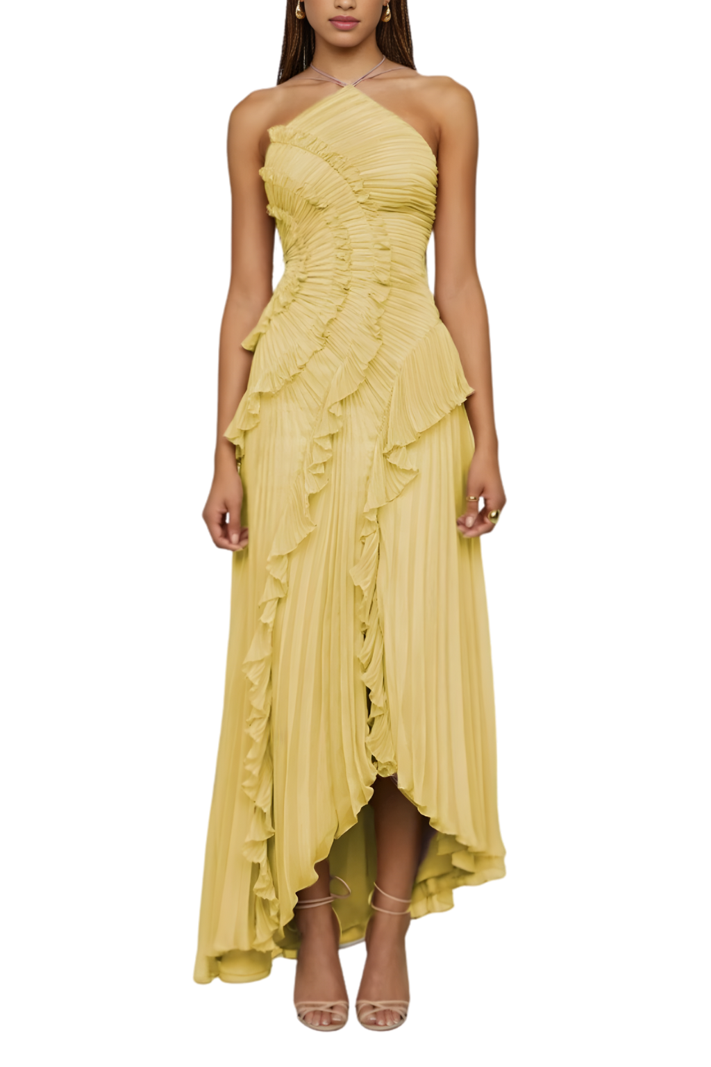 Léa – Sexy Ruffle Halter A-Line Dress