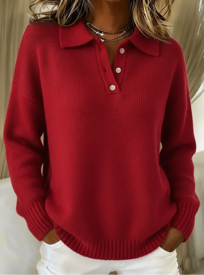 Penelope | Soft Knit Polo Sweater