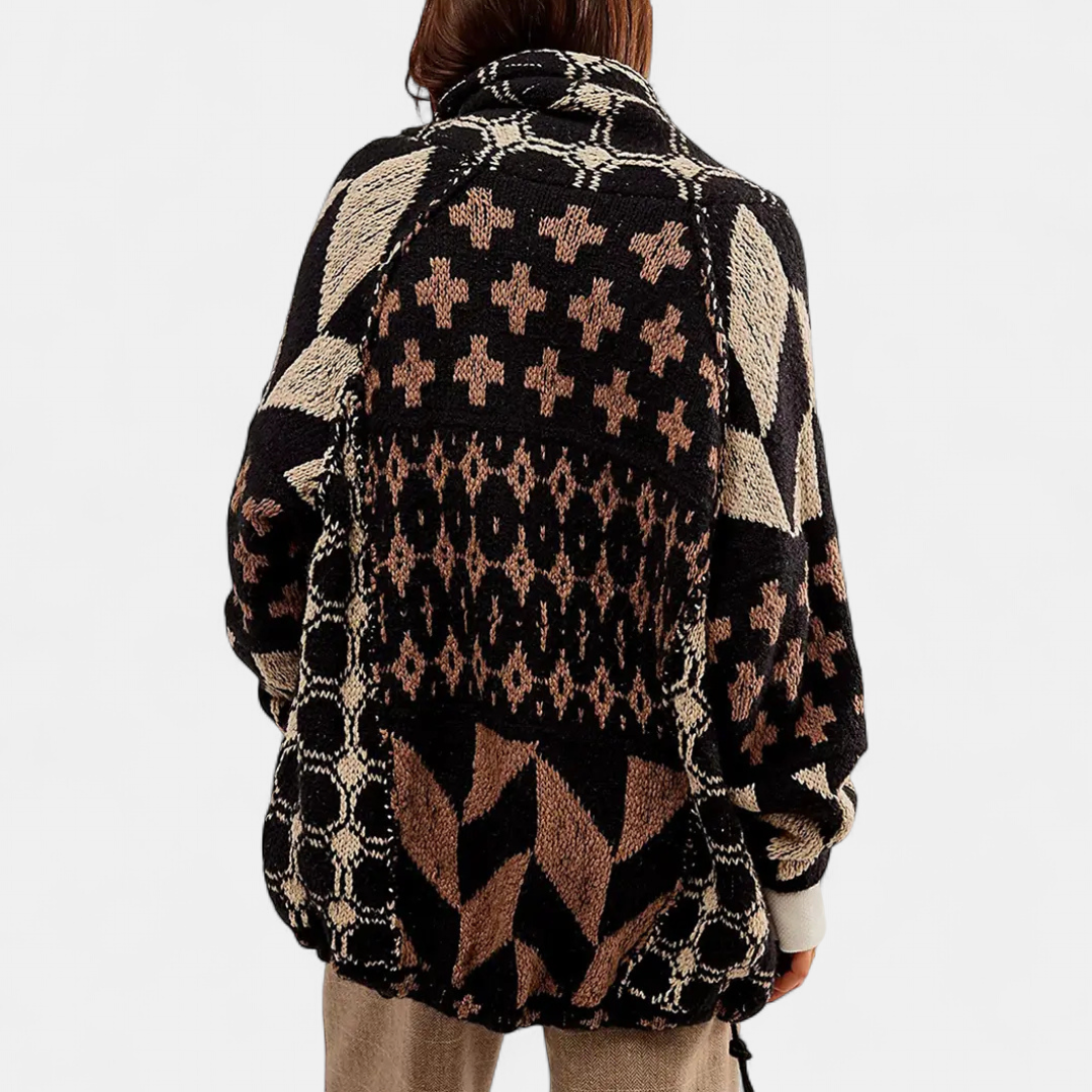 YOLANDA™ – Y2K Abstract Print Oversized Cardigan