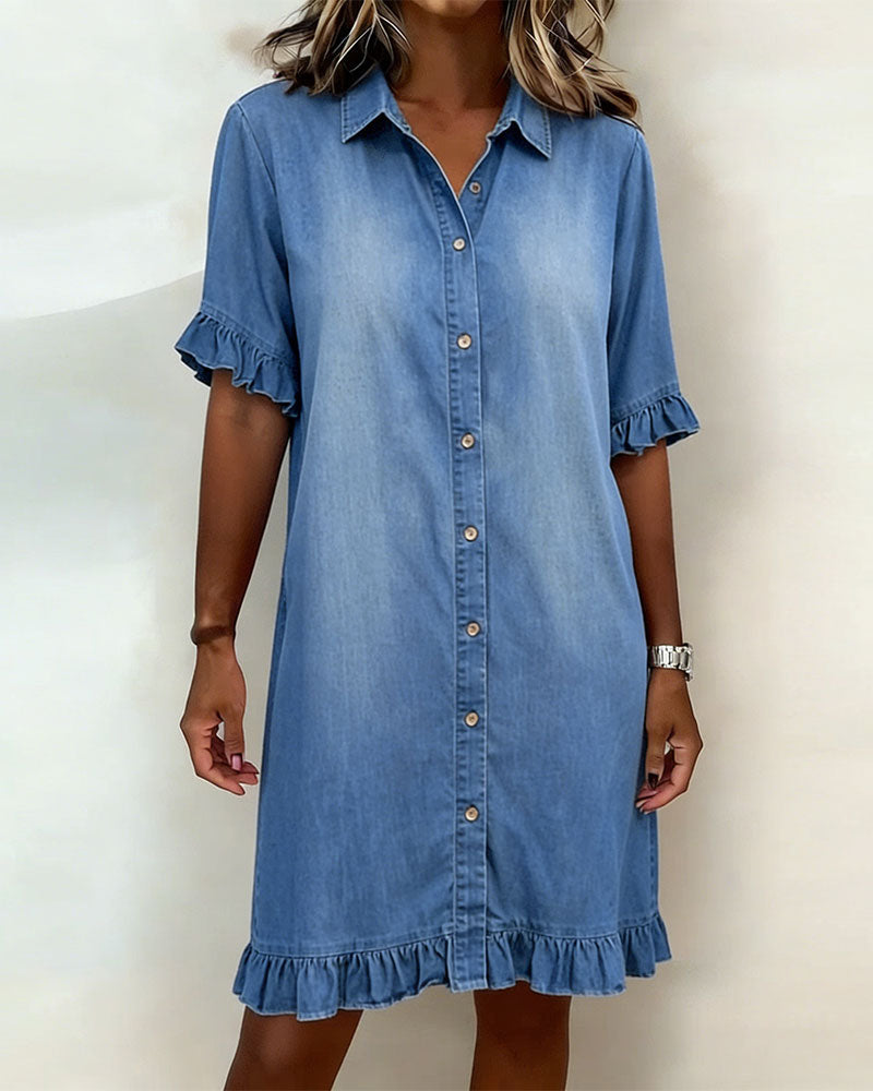 Aria | Comfortable Denim Dress with Flattering Ruching