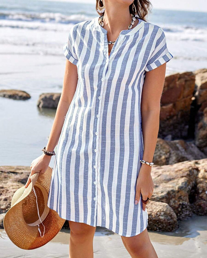 Martine | Coastal Chic – Lightweight Striped Shirt Dress
