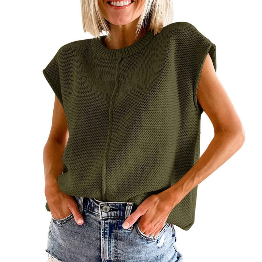 MAISIE | Casual Minimalist Crewneck Sleeveless Top