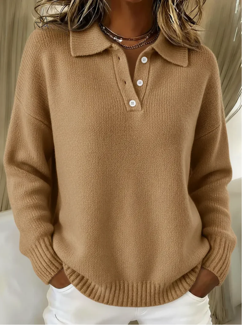 Penelope | Soft Knit Polo Sweater
