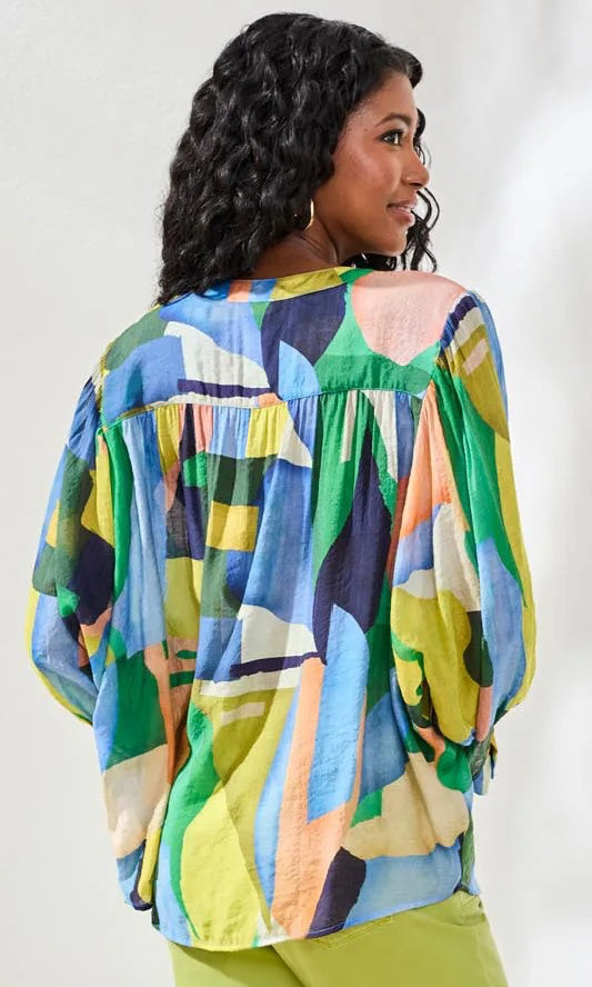 Relaxed Fit Printed Button Front Blouse
