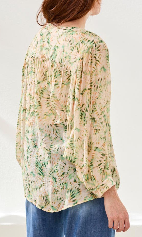 Relaxed Fit Printed Button Front Blouse