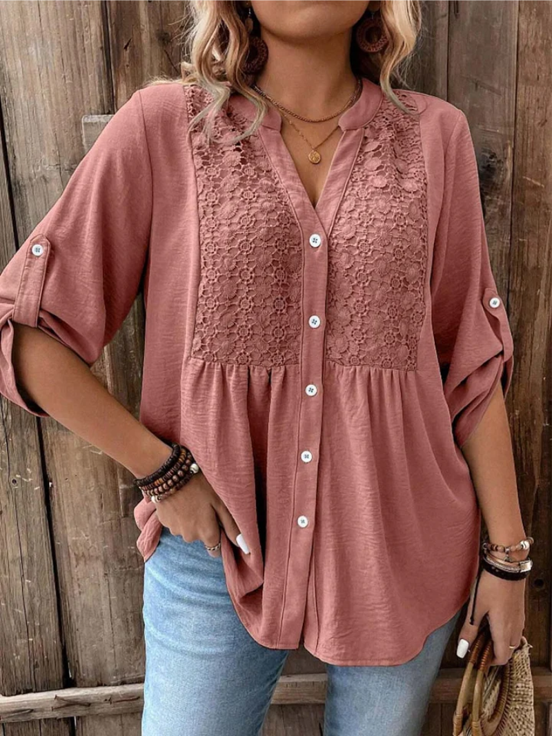 Floor – Blouse with V-Neck and Buttons