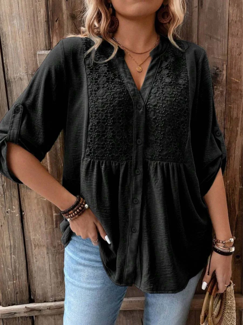 Floor – Blouse with V-Neck and Buttons