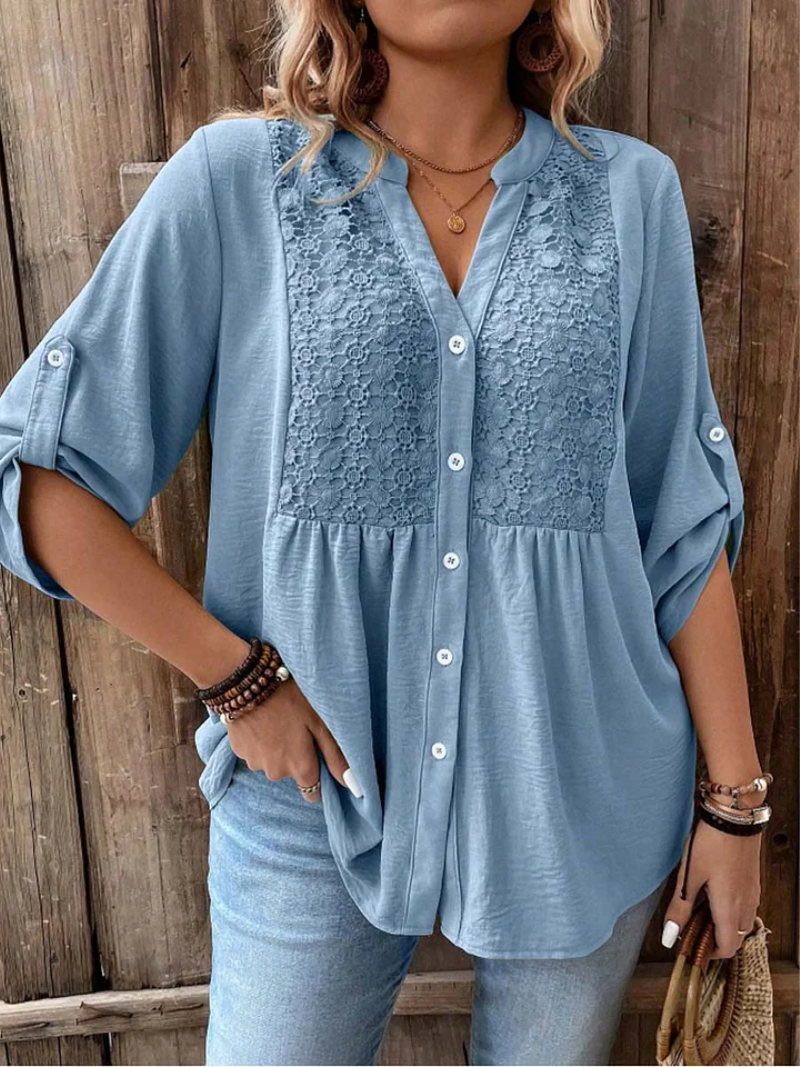 Floor – Blouse with V-Neck and Buttons