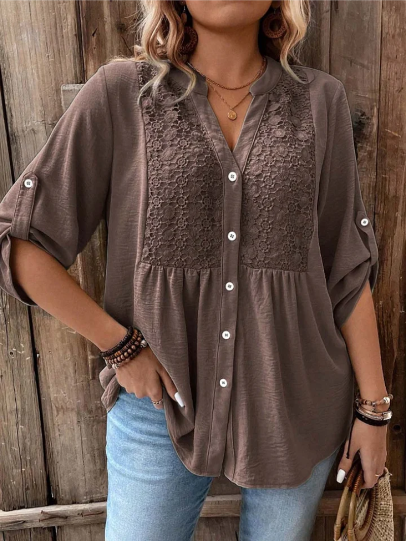 Floor – Blouse with V-Neck and Buttons
