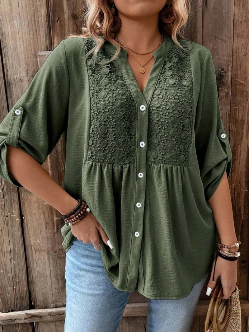 Floor – Blouse with V-Neck and Buttons