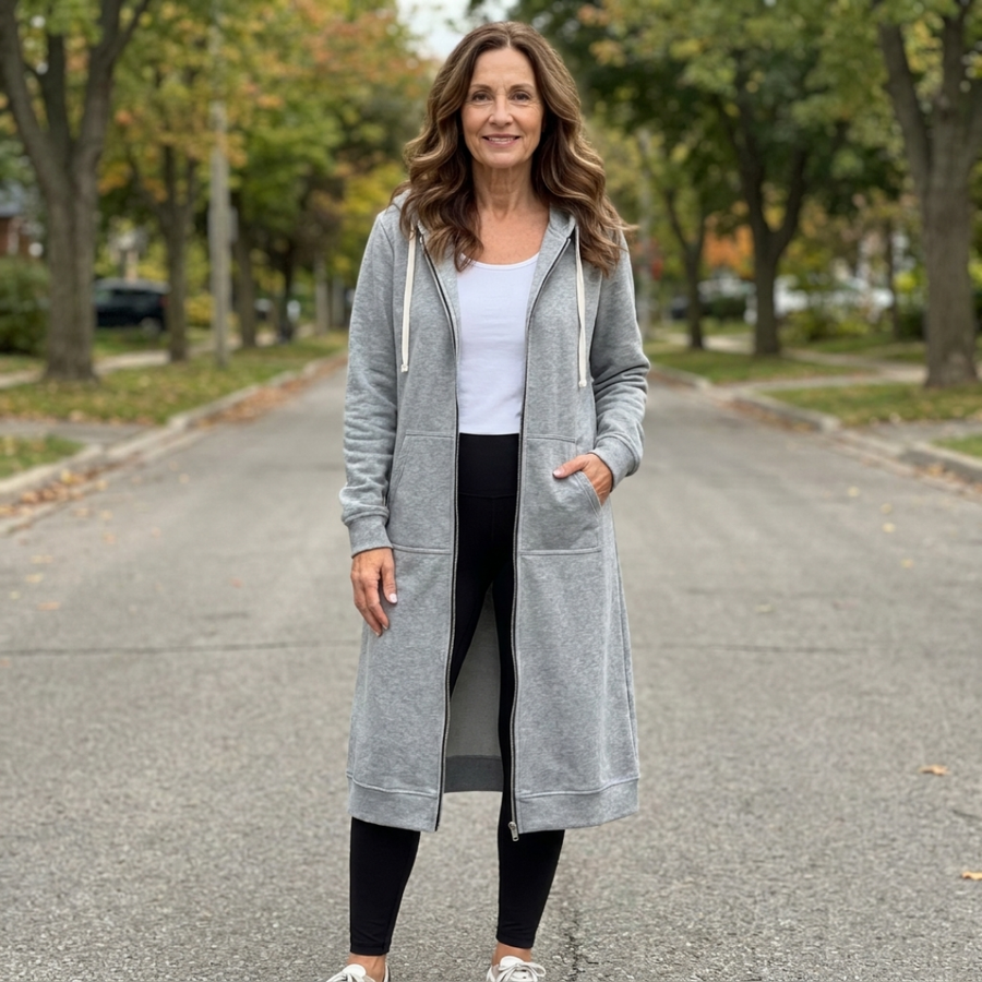 BRIXLEY™ – Relaxed Zip-Up Longline Cardigan