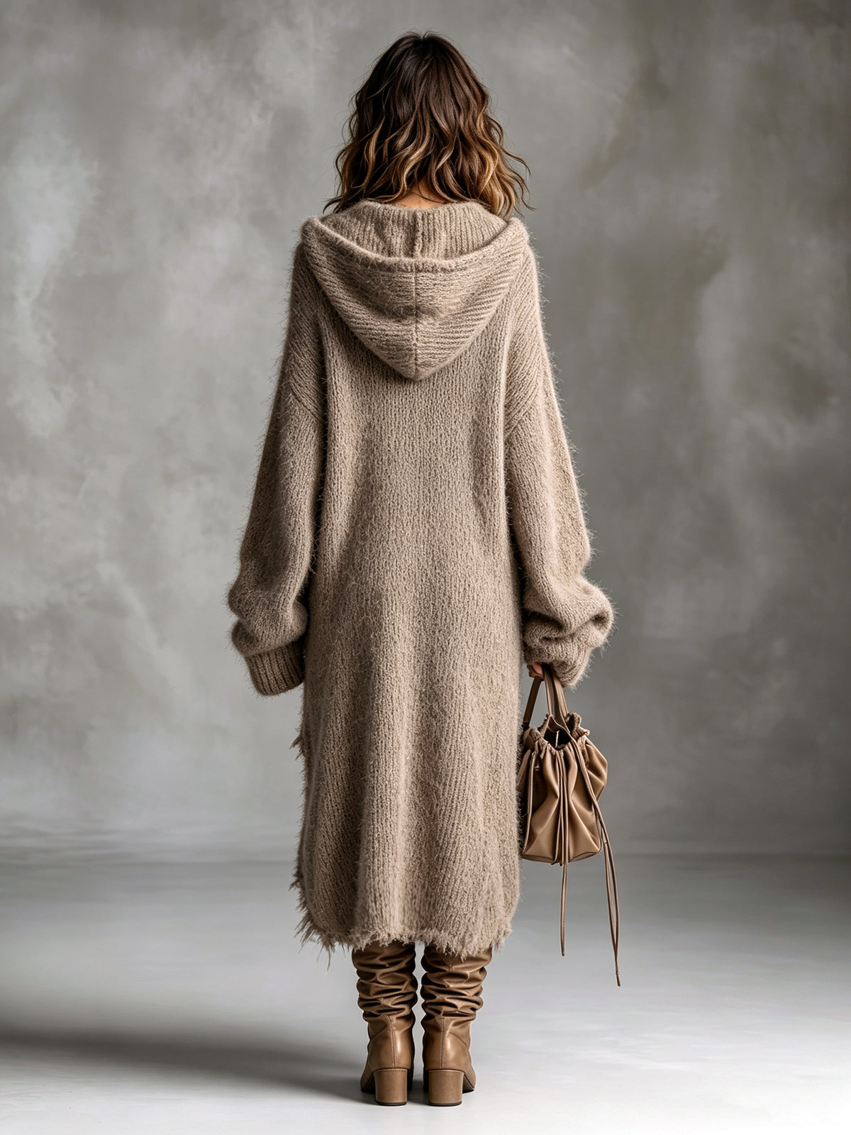 Elena | Relaxed Fuzzy Knit Hooded Dress