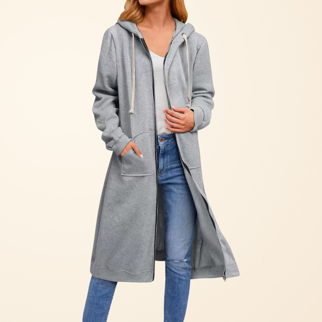BRIXLEY™ – Relaxed Zip-Up Longline Cardigan