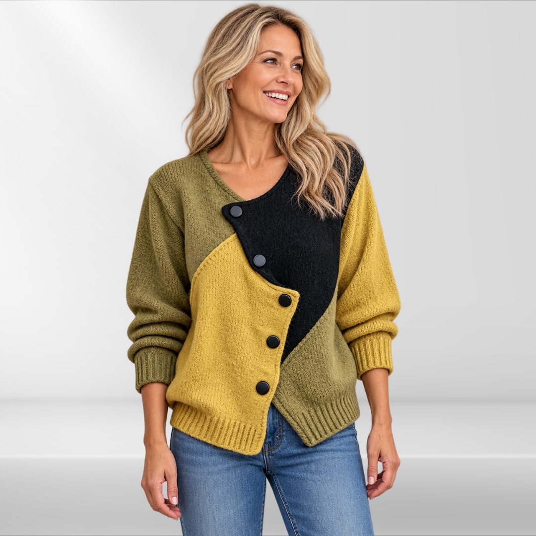 Catherine | Asymmetric Colour-Block Sweater