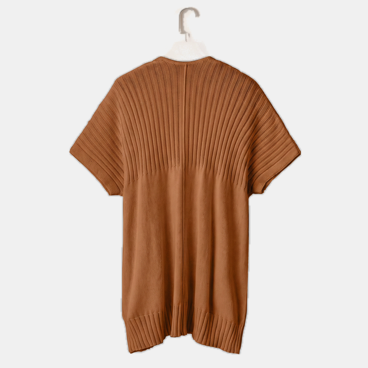 Women's Short Sleeve Cardigan Chunky Ribbed Knit Open Front