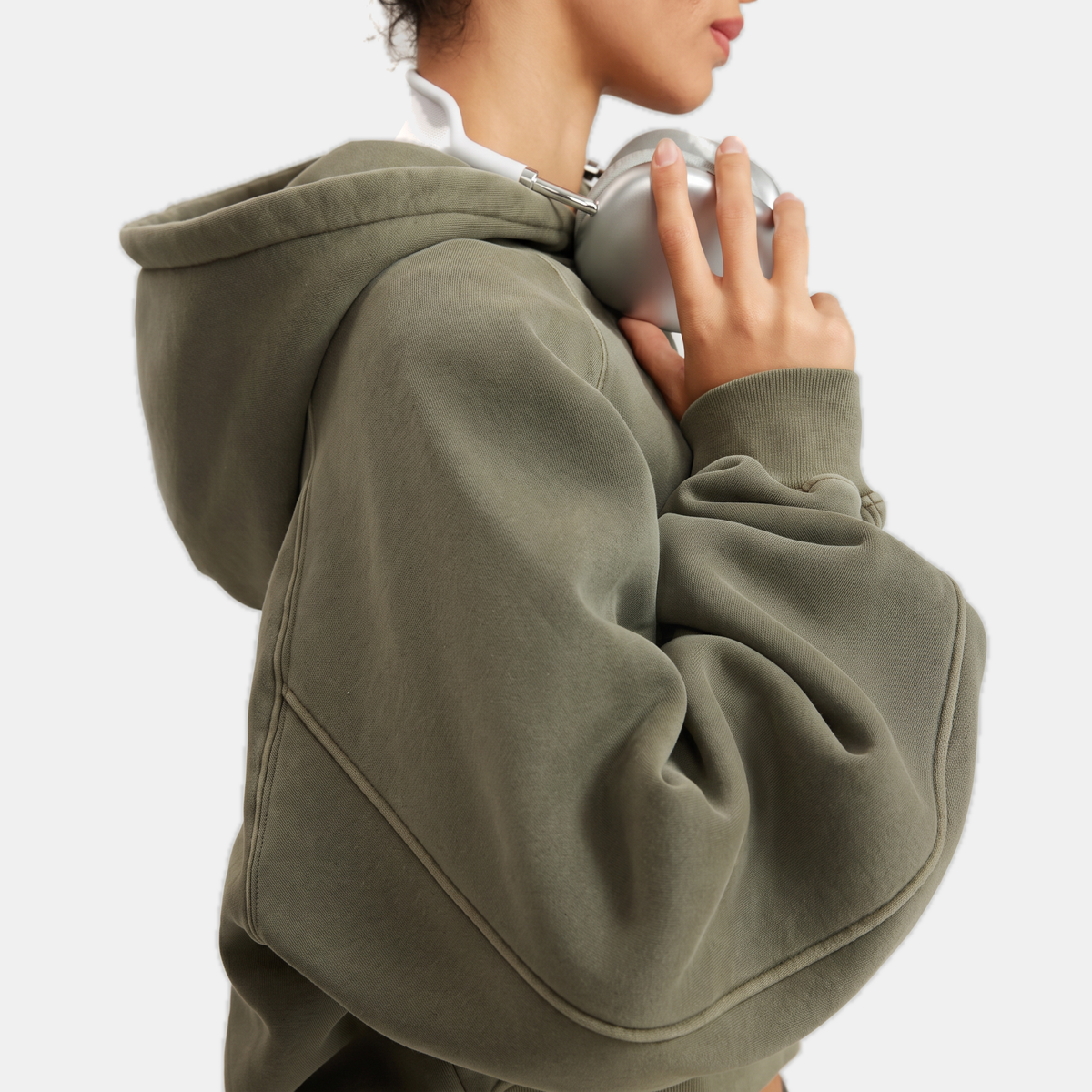Women's Acid Wash Cropped Oversized Hoodie with Kangaroo Pocket