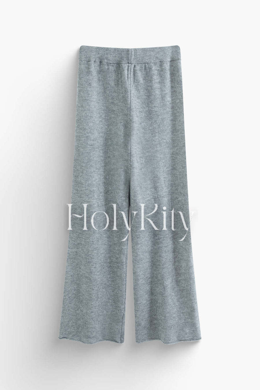 Solid Knit Polo Top And Wide Leg Pants Set