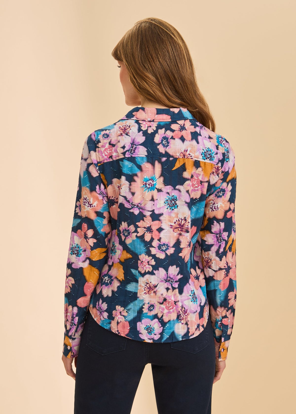 Printed Button-Front Blouse