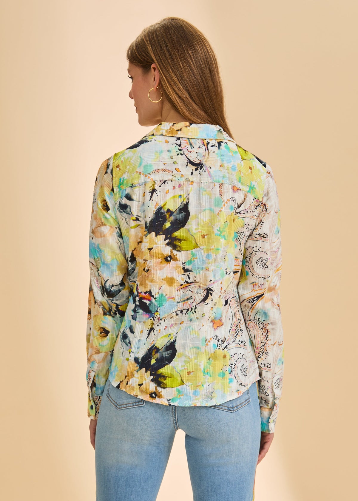 Printed Button-Front Blouse