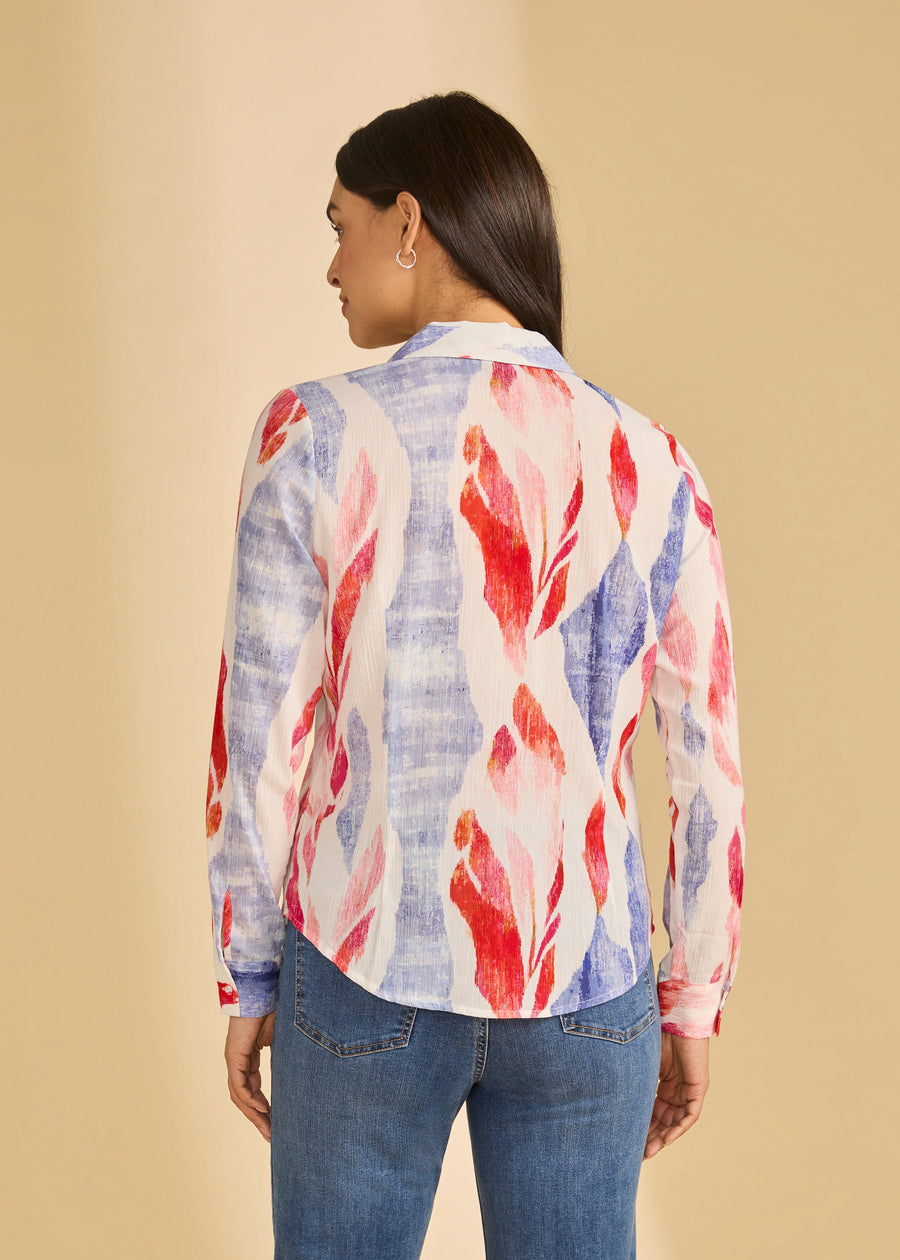Abstract Brushstroke Print Button-Up Shirt