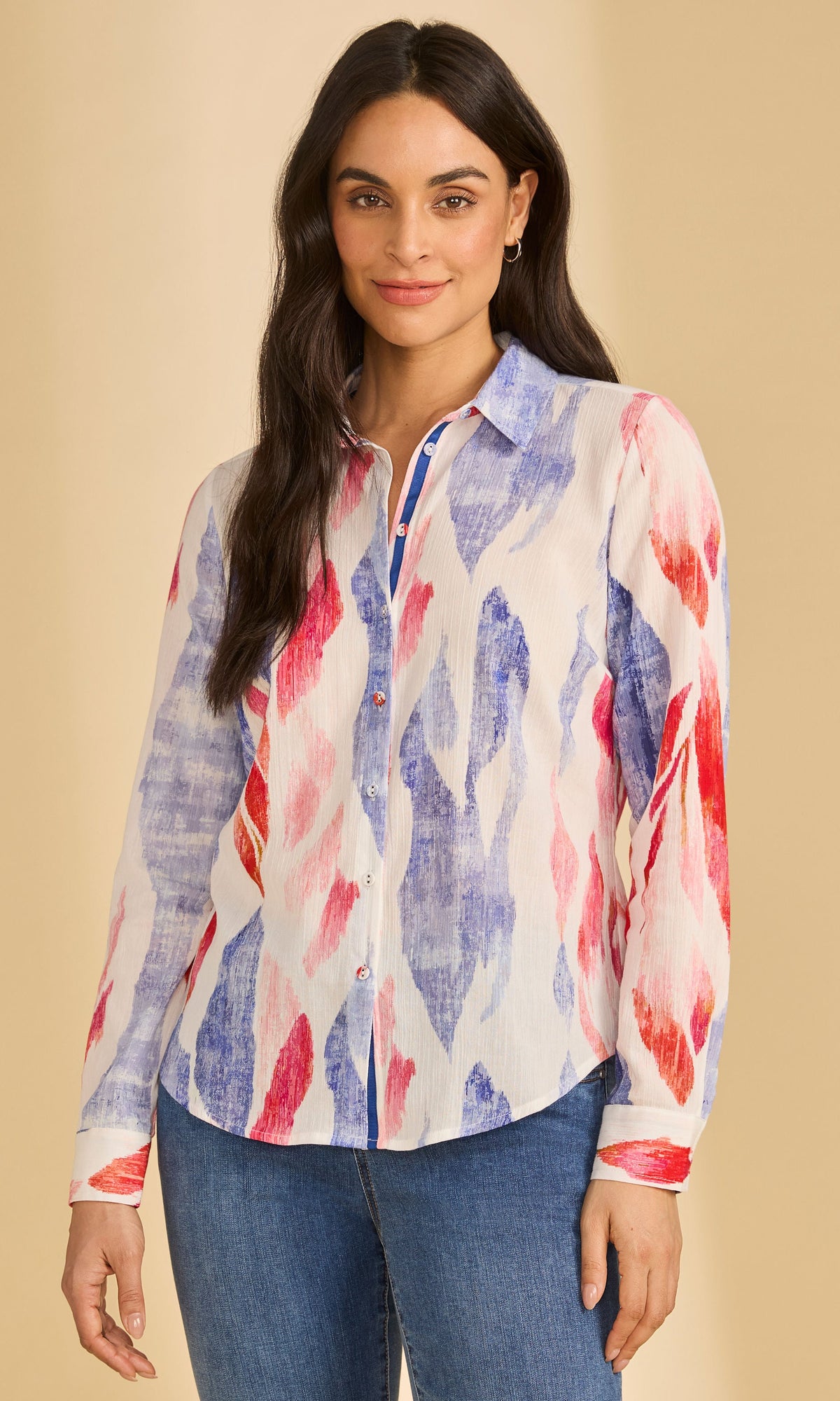Abstract Brushstroke Print Button-Up Shirt