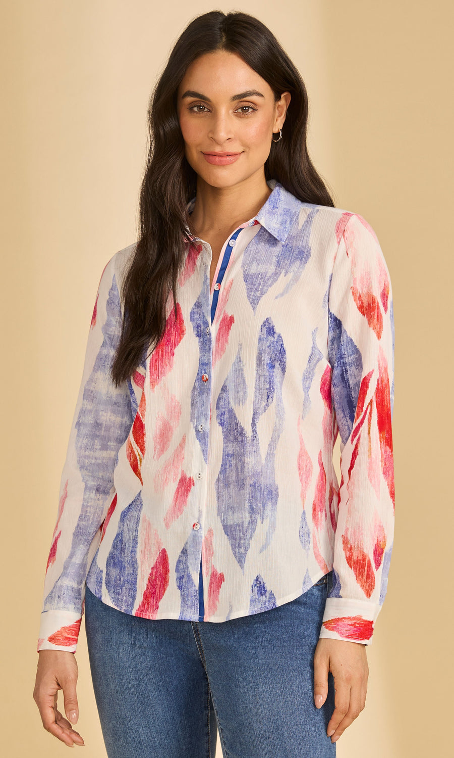 Abstract Brushstroke Print Button-Up Shirt