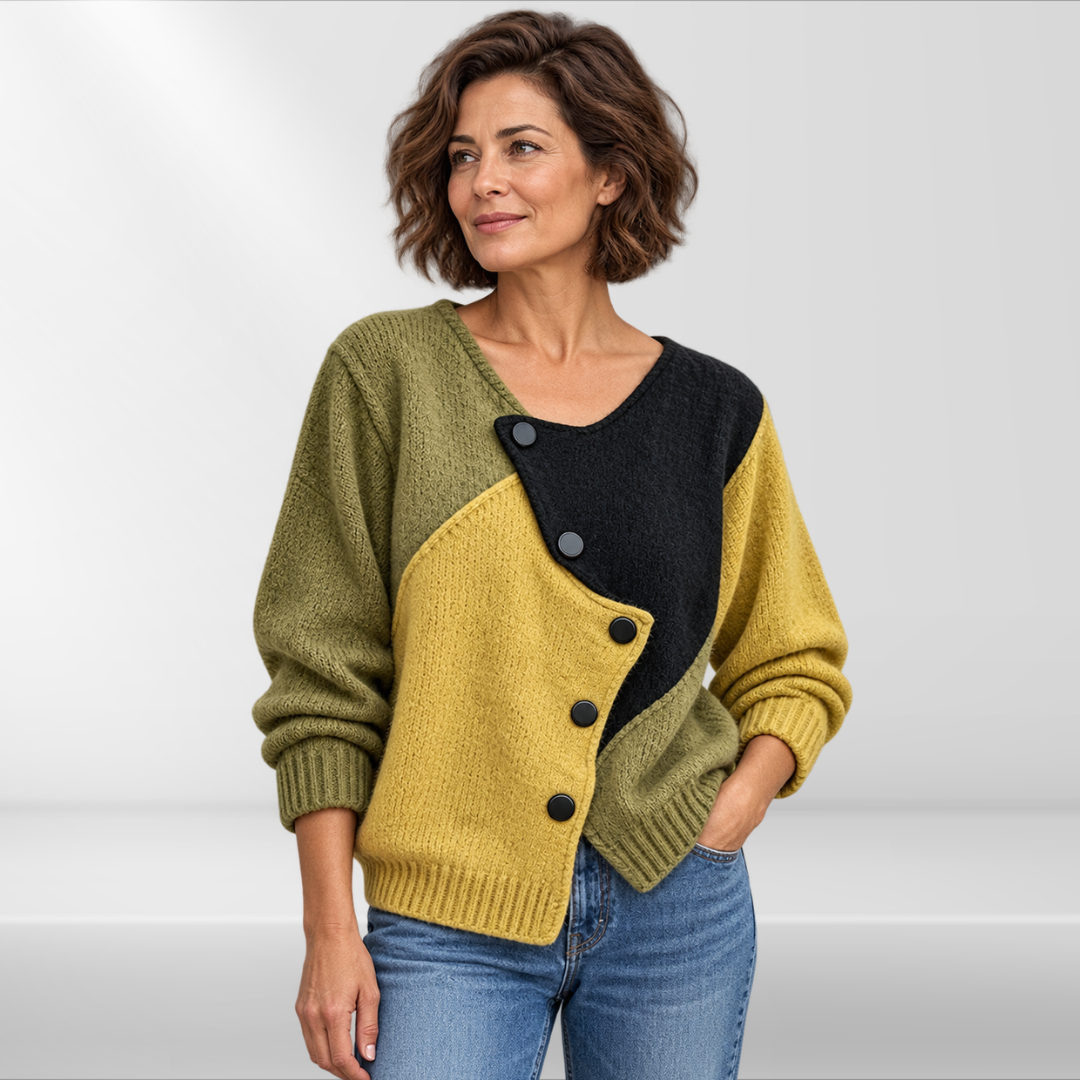Catherine | Asymmetric Colour-Block Sweater