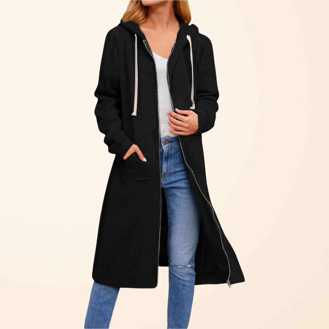 BRIXLEY™ – Relaxed Zip-Up Longline Cardigan