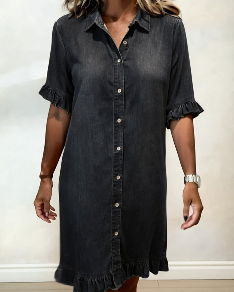 Aria | Comfortable Denim Dress with Flattering Ruching