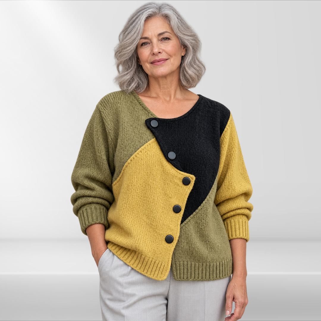 Catherine | Asymmetric Colour-Block Sweater