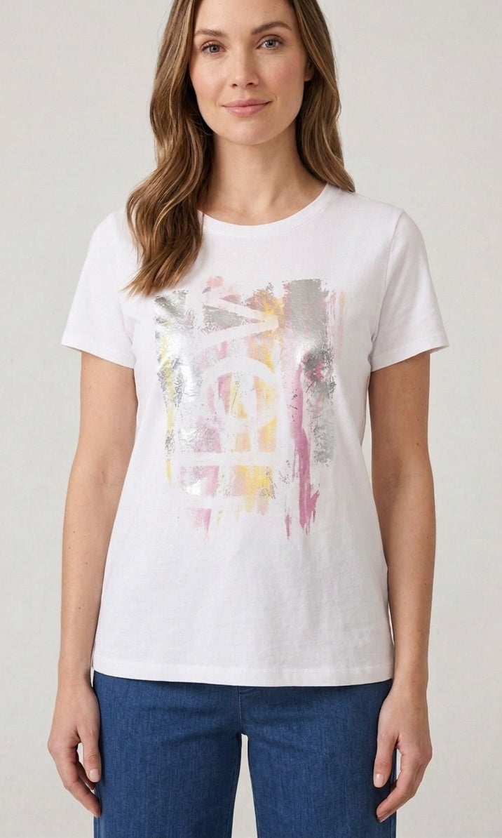 Abstract Foil Print Cotton Tee