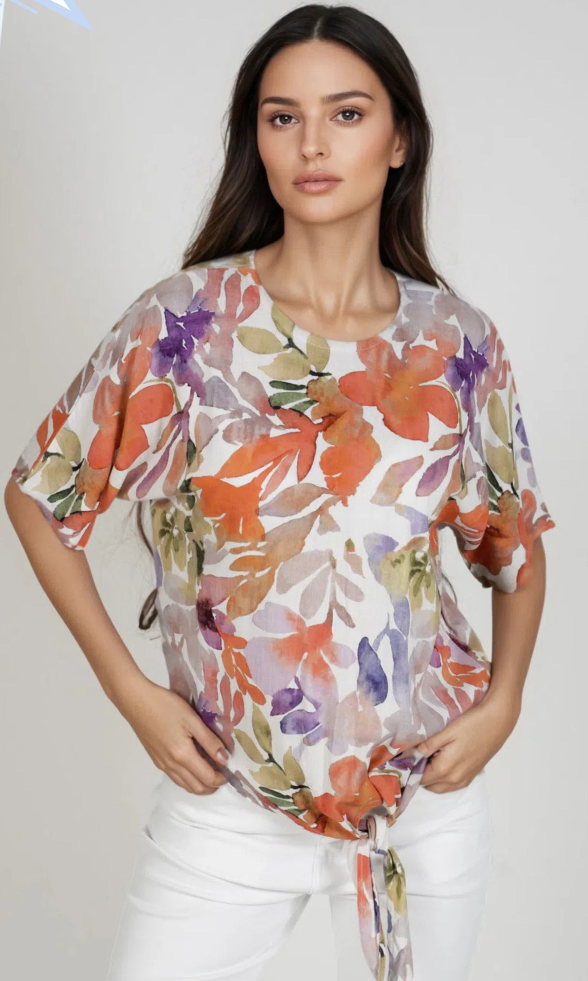 Watercolour Floral Tie-Front Blouse