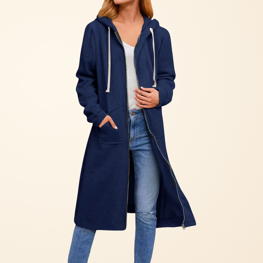 BRIXLEY™ – Relaxed Zip-Up Longline Cardigan