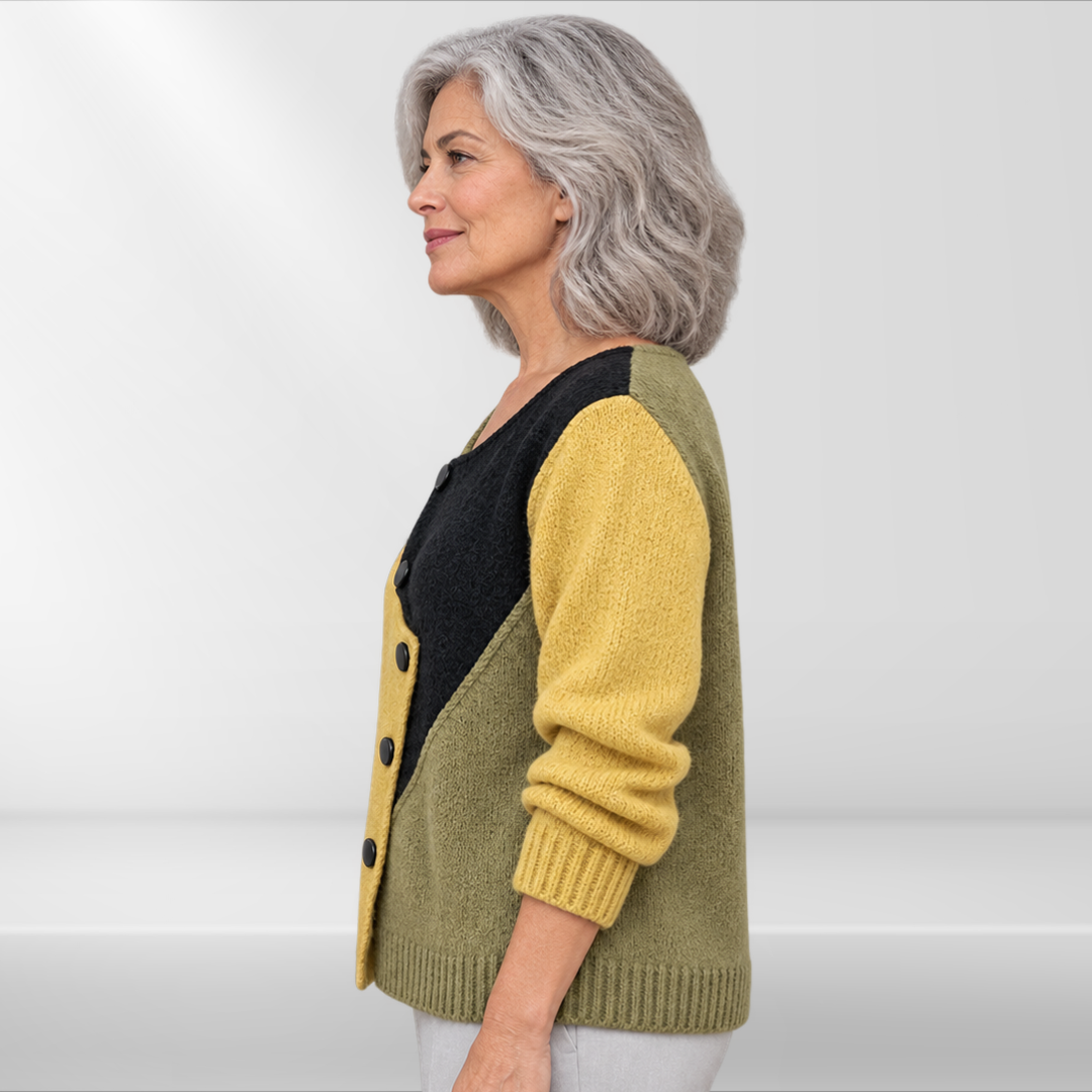 Catherine | Asymmetric Colour-Block Sweater