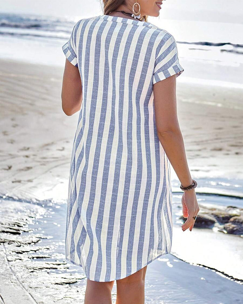 Martine | Coastal Chic – Lightweight Striped Shirt Dress