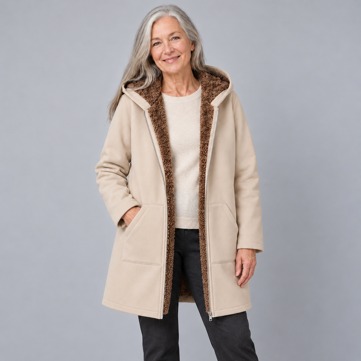 Evelyn™ | Cozy Lined Hooded Coat