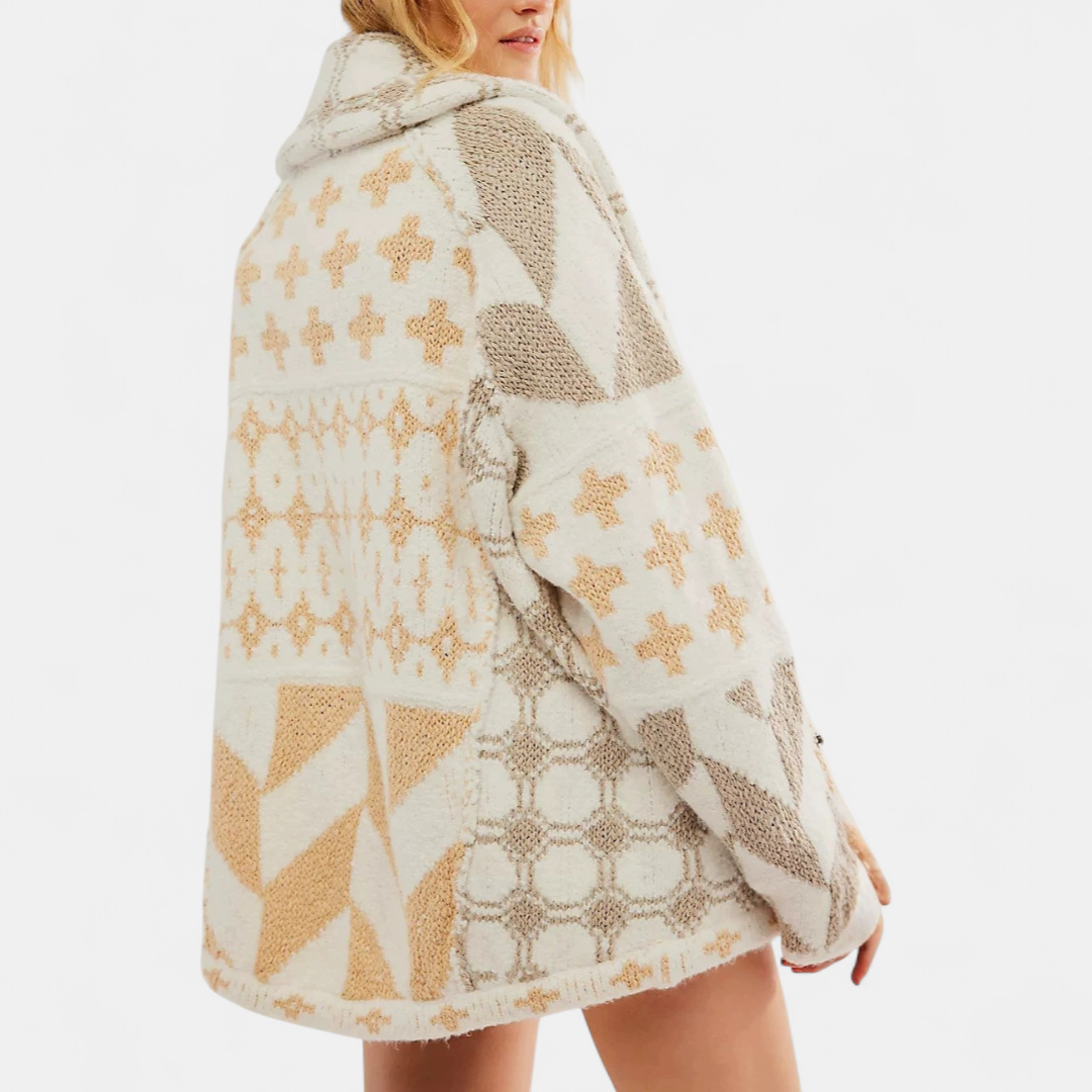 YOLANDA™ – Y2K Abstract Print Oversized Cardigan